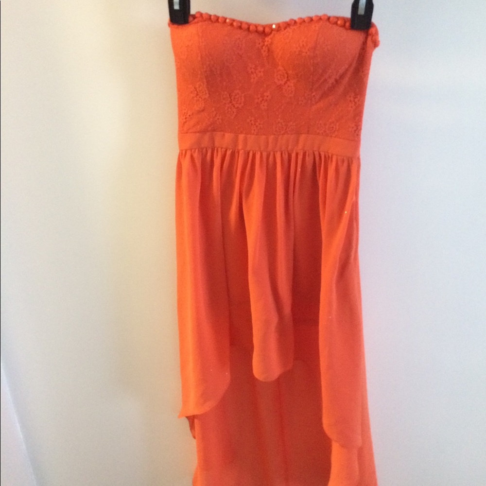 Forever 21 strapless hi low tangerine dress